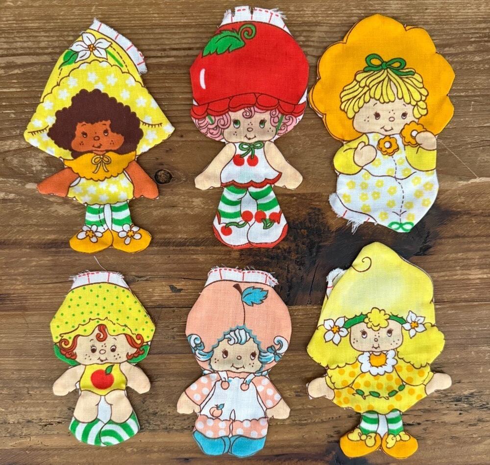 6 Vintage Strawberry Shortcake Cut & Sew MINI Pillows Orange Apple Cherry Lemon